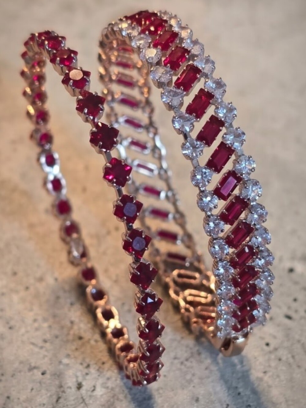 Sassified Boutique Nwt Ruby-Red Tennis Bracelet Stack - Women Jewelry